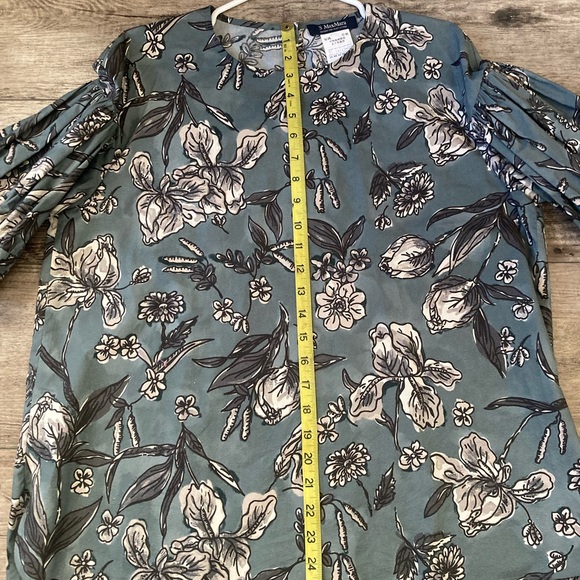 MaxMara Nina Floral Puff Sleeve Blouse - Blue - Picture 7 of 7